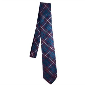 Vintage Ferrell Reed preppy plaid men's classic Tie England academia silk